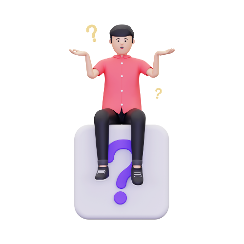 male character sitting on top of a question mark