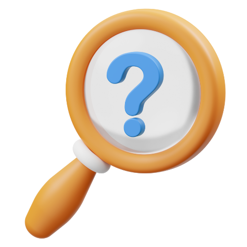 Magnifying glass centered over a question mark