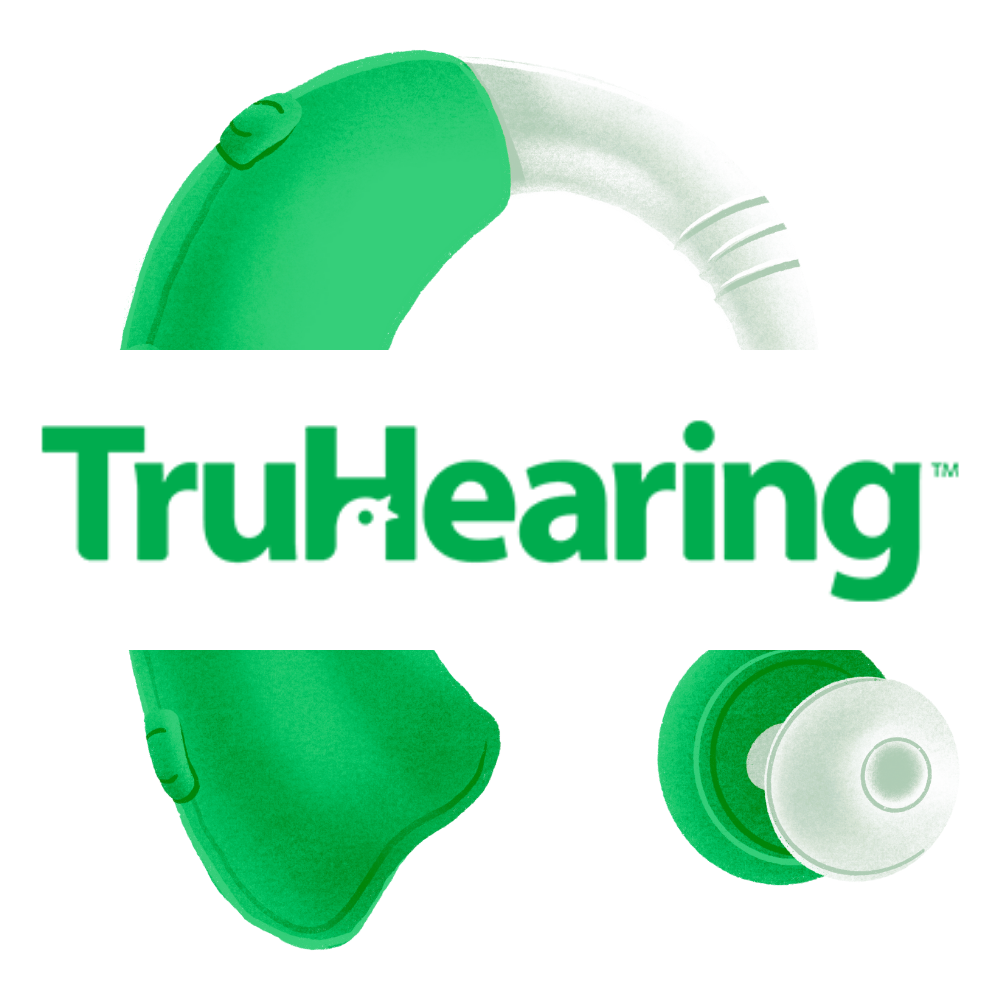 green hearing aid with truhearing overlay