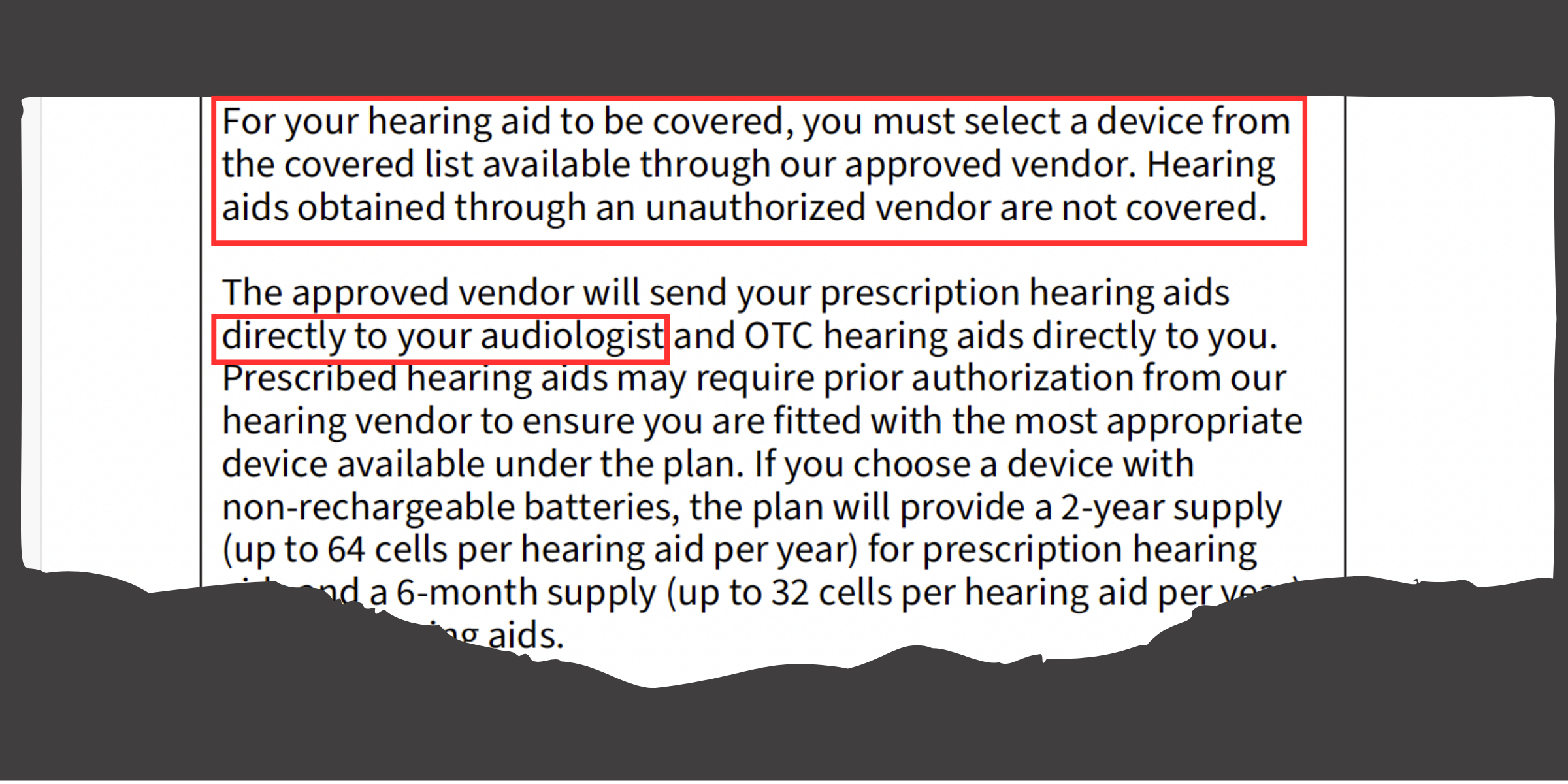 Hearing aid must be purchased from covered list