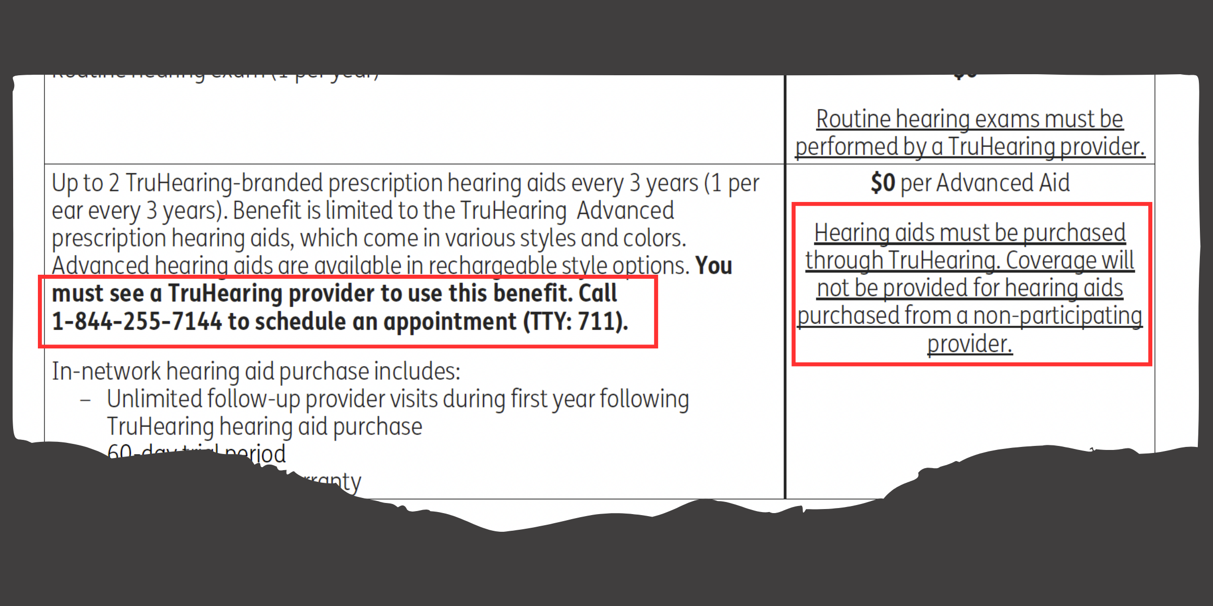 evidence of coverage listing TruHearing as the TPA